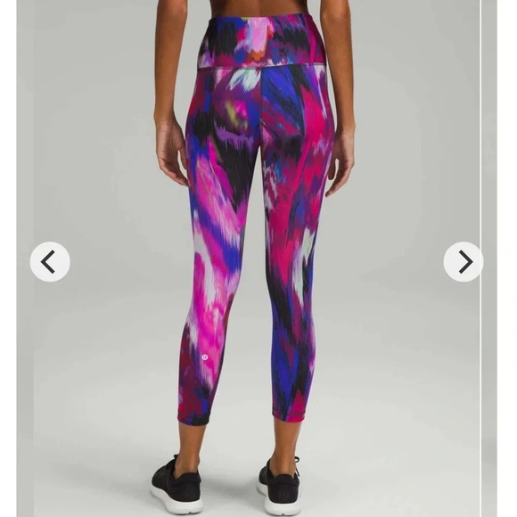 NWT!! Lululemon Wunder Train High-Rise Crop 23" - Digital Current Pink Multi - 2 - Picture 2 of 9